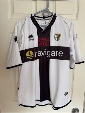 Parma FC White and Black Cross Football Jersey by Erreà